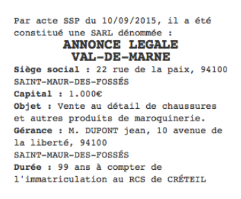 annonce legale val de marne